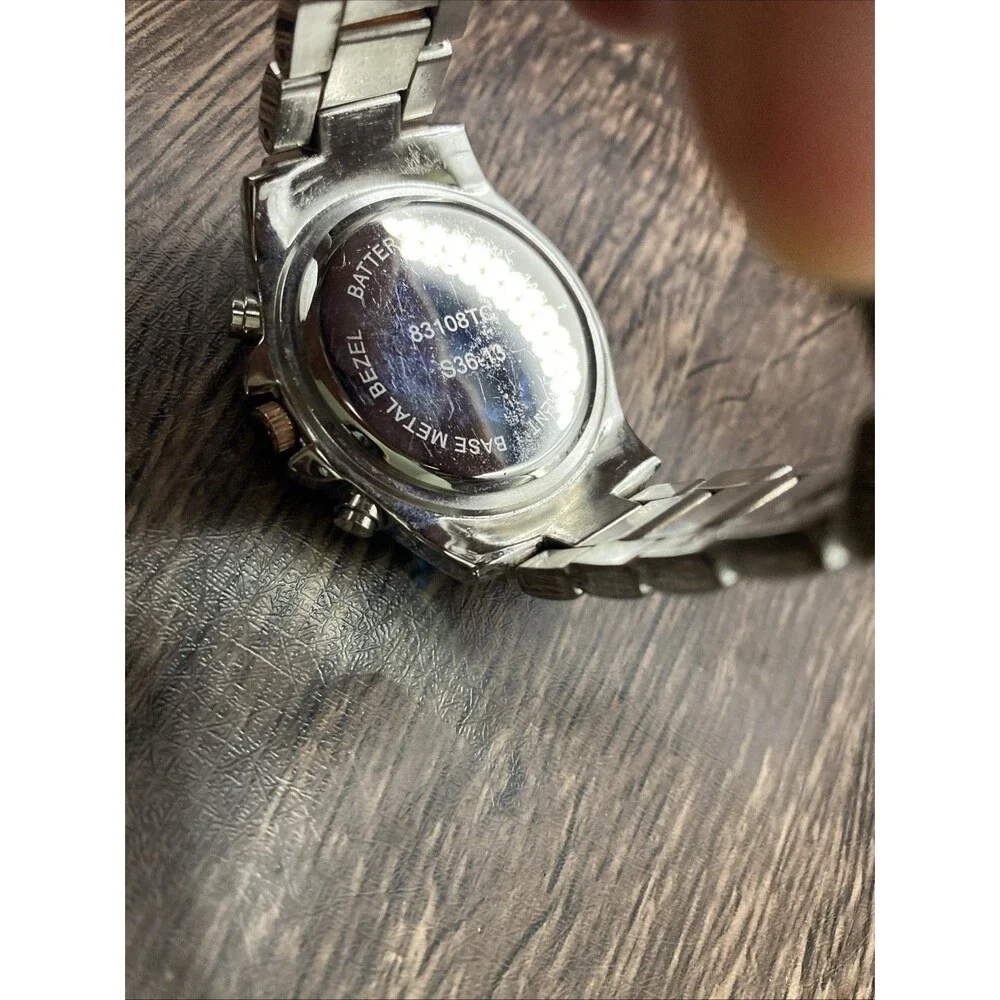 Two Tone Rhinestone Chrono Womens Watch Gold & Silver Tone Works New Battery